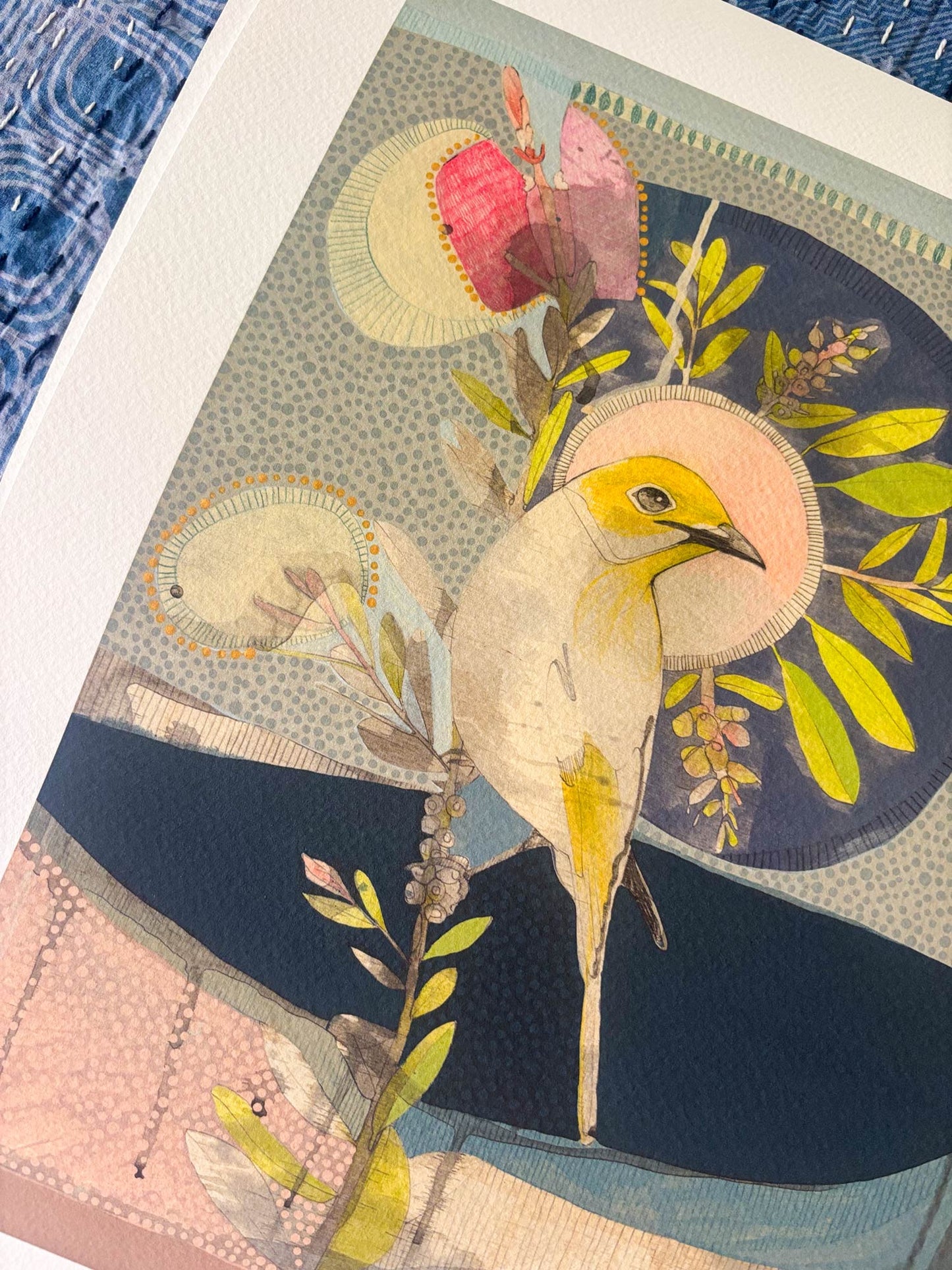 May Love Find You, White Plumed Honeyeater and Hot Pink Callistemon - Edition Print