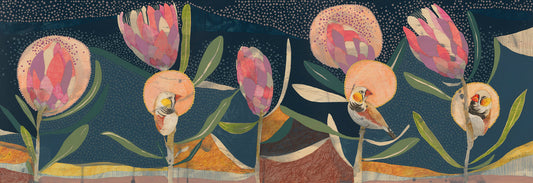 May My Heart Always Be Open, Zebra Finches and Protea - Edition Print