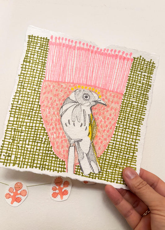 New Holland Honeyeater and blossom - Original Artwork