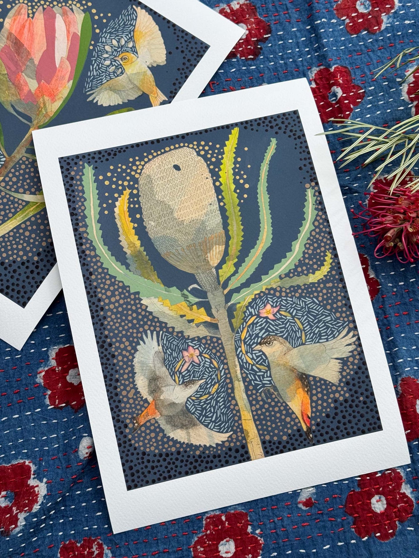 Striated Pardalote and Banksia Burdettii - Mini Print