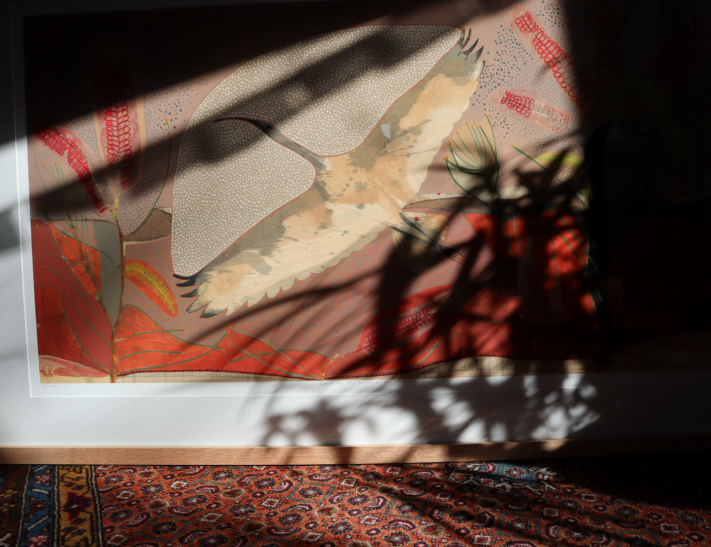 Sails on the Heart of the Wind, Sacred Ibis and Red Poker Hakea - Edition Print