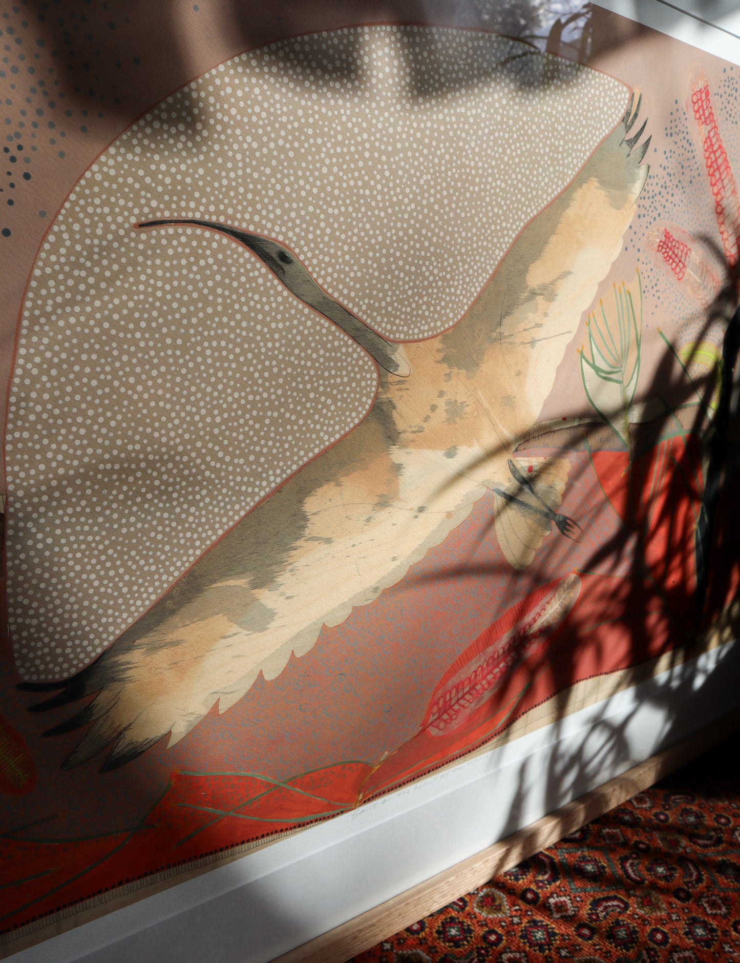 Sails on the Heart of the Wind, Sacred Ibis and Red Poker Hakea - Edition Print