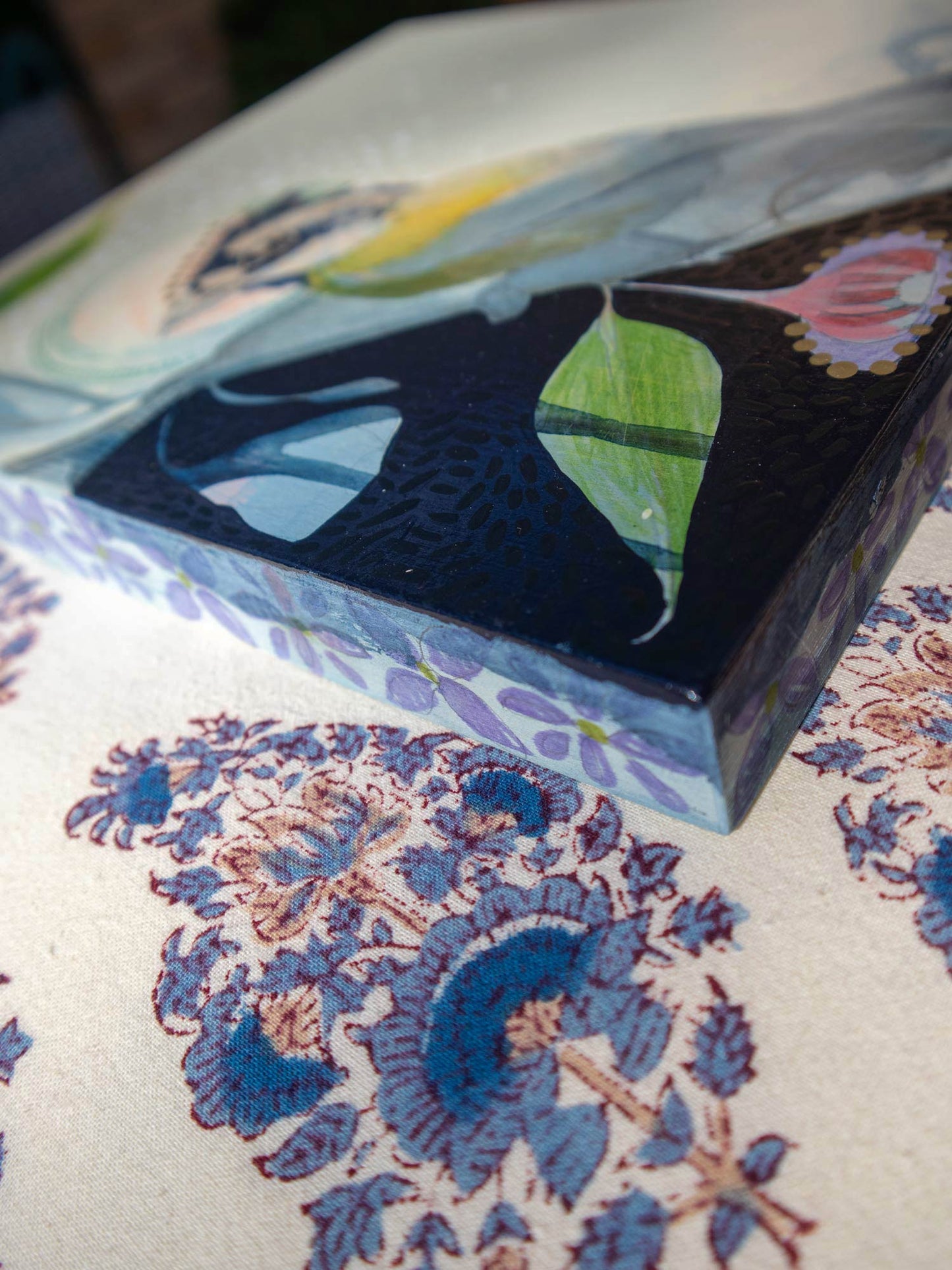 Crested Shrike-tit and Silver Princess Eucalyptus - Painting