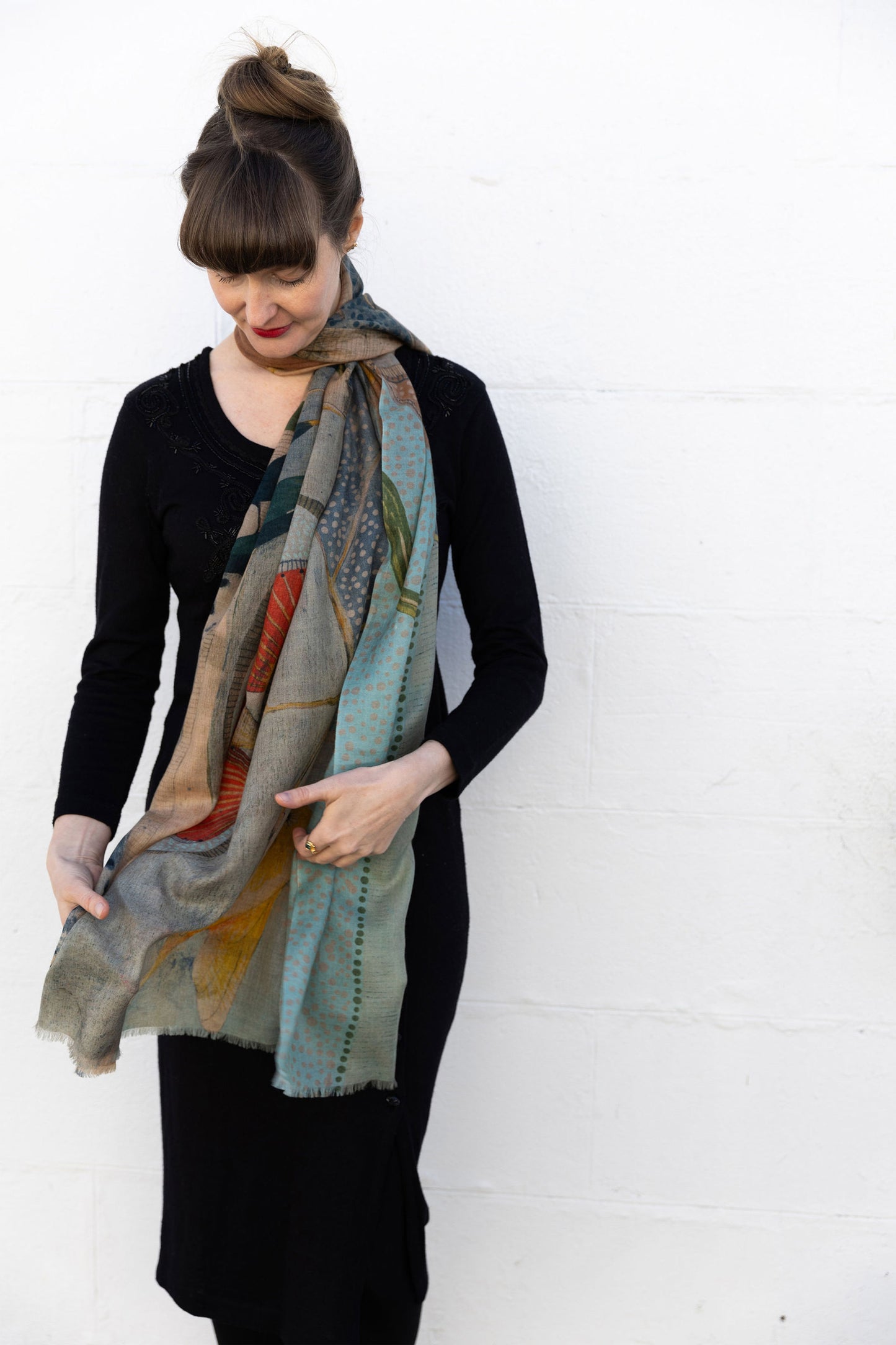 Silvereyes and Eucalyptus 🌺 Cashmere Wool Scarf
