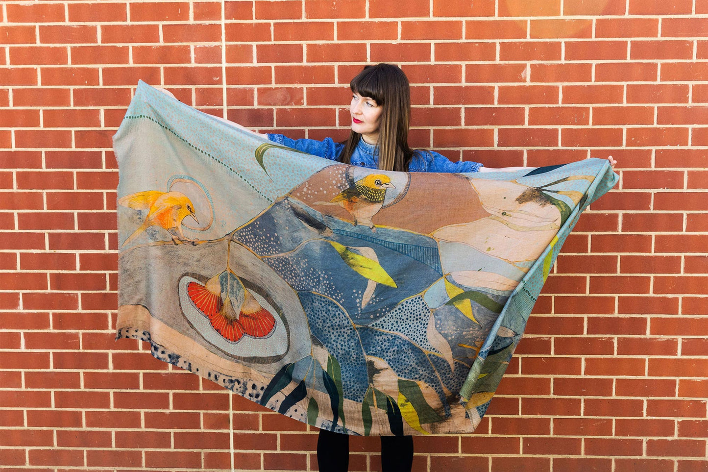 Silvereyes and Eucalyptus 🌺 Cashmere Wool Scarf