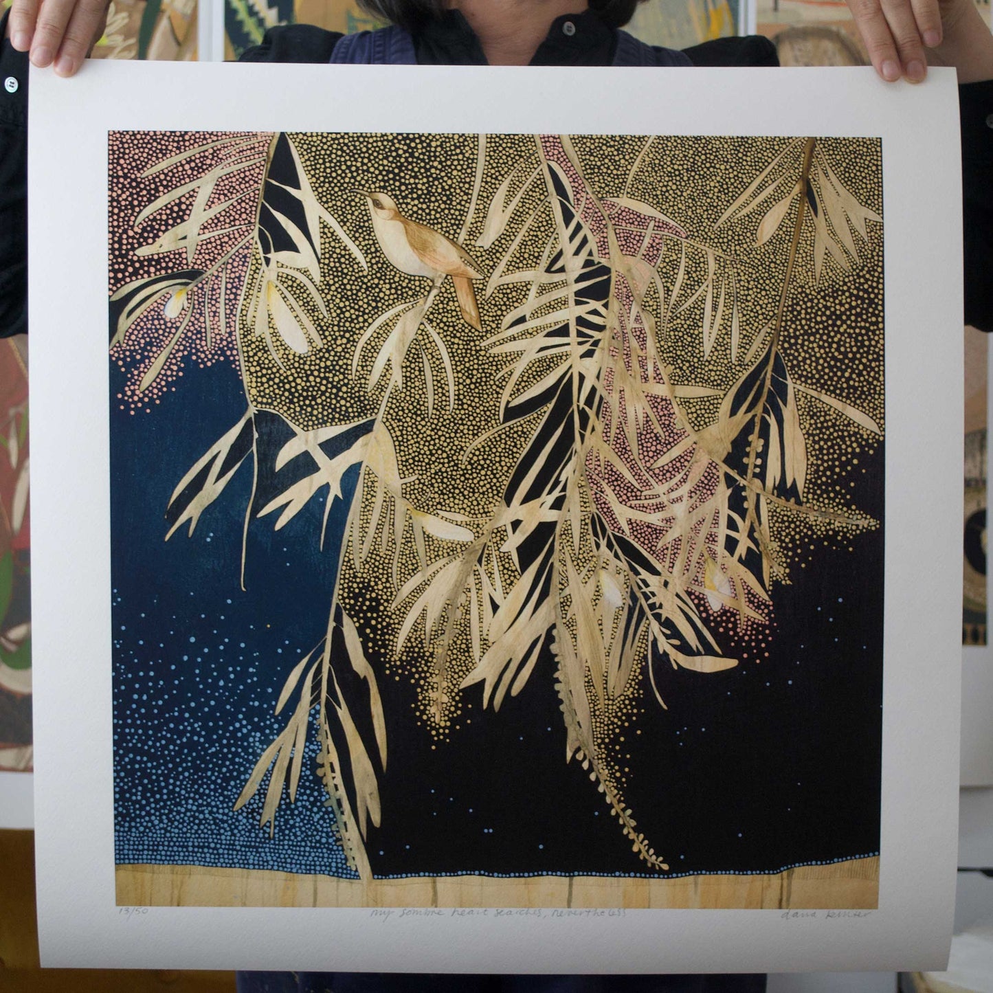 my sombre heart searches for you, nevertheless - bottlebrush and wattle bird | print