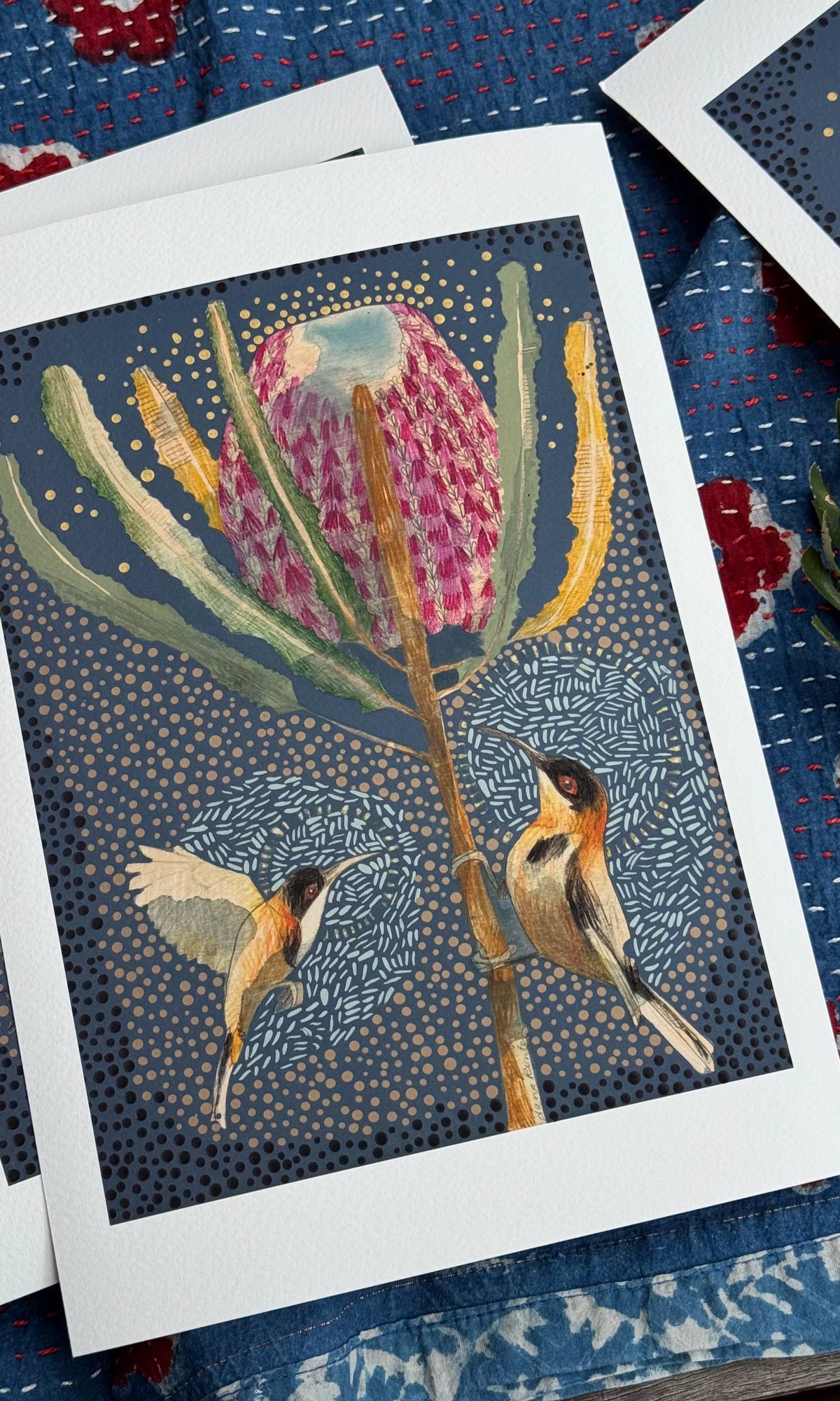 Eastern Spinebill and Banksia Menziesii - Mini Print