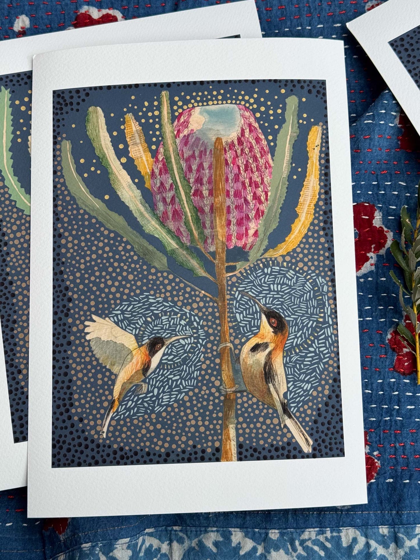 Eastern Spinebill and Banksia Menziesii - Mini Print