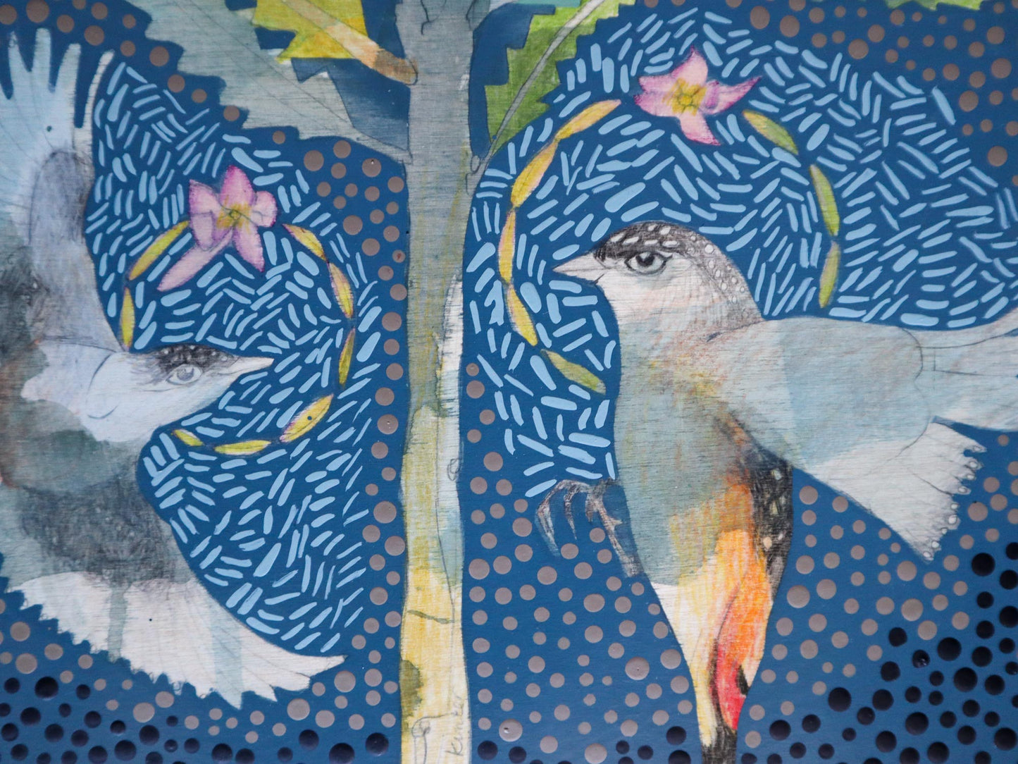 The Heart of Happiness - Striated Pardalote and Banksia Burdettii Painting