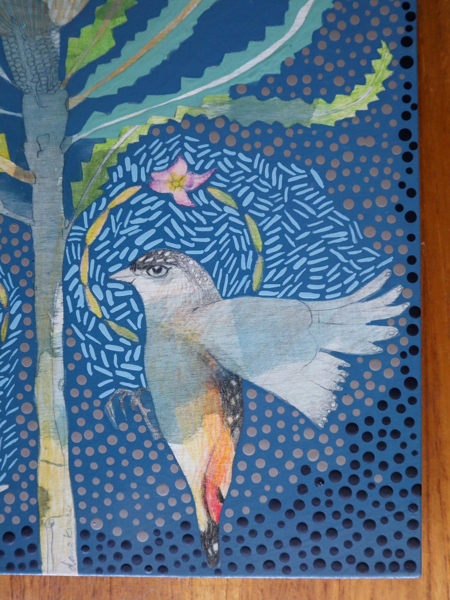 The Heart of Happiness - Striated Pardalote and Banksia Burdettii Painting