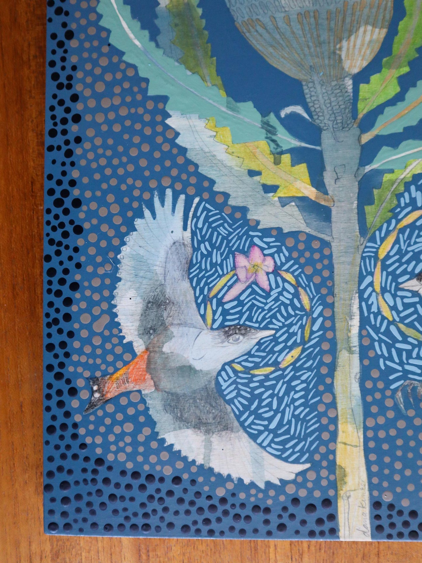The Heart of Happiness - Striated Pardalote and Banksia Burdettii Painting