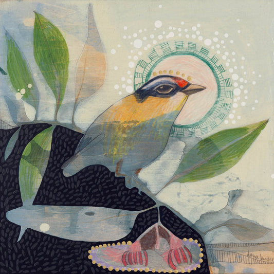 Striated Pardalote and Silver Princess Eucalyptus - Painting