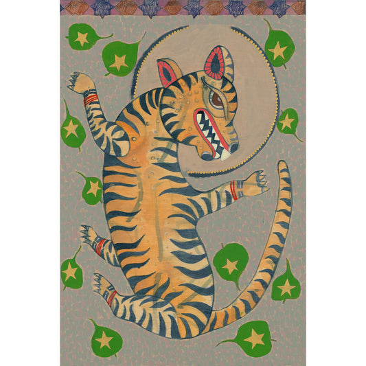 The Stars are your Eyes, Tiger and Sacred Fig Leaf - Painting
