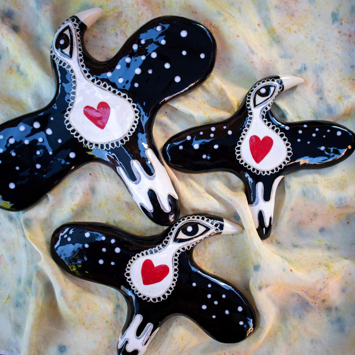 Mischief of Magpies (1) 🖤 Heart - Set of three wall hanging