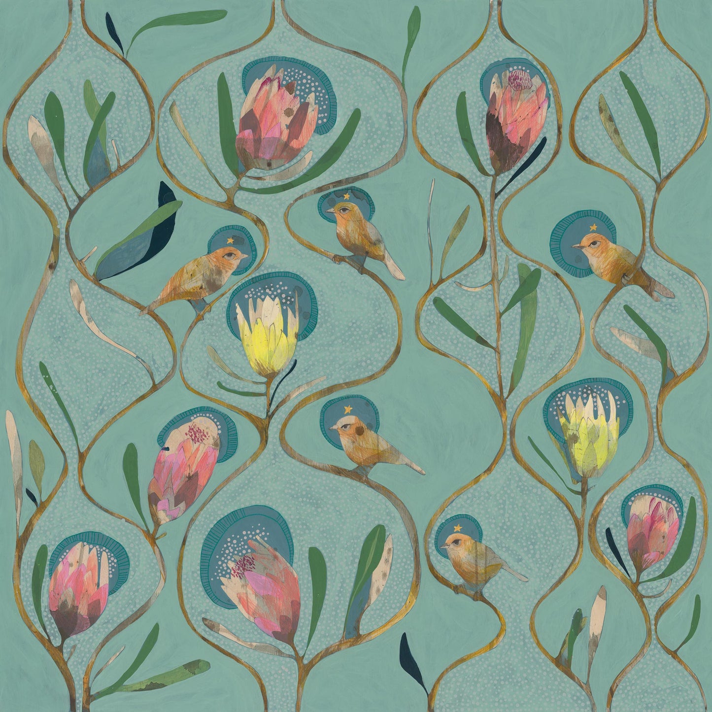 Til the Sun and the Moon and the Stars - Weebill and Protea - Painting