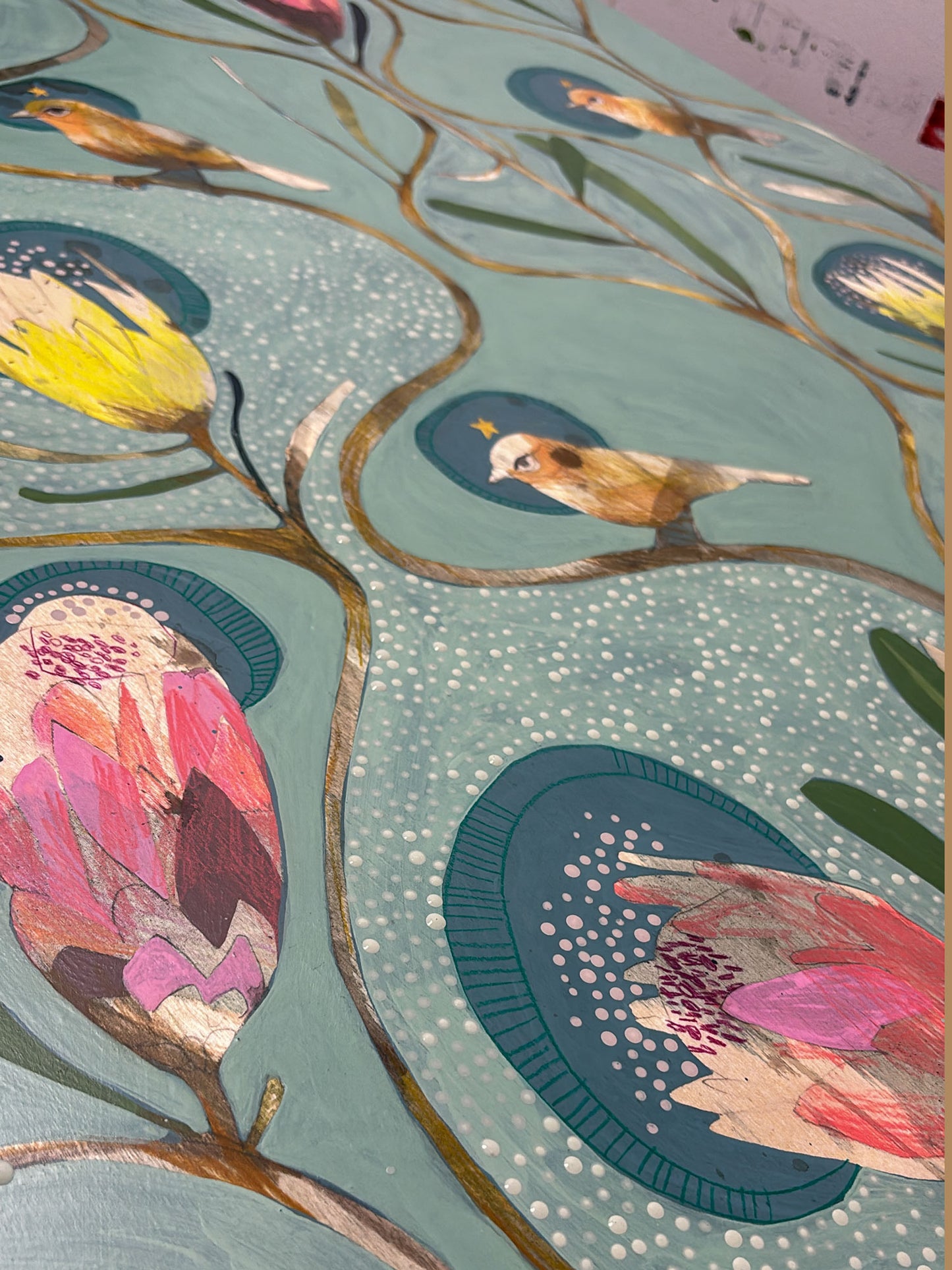 Til the Sun and the Moon and the Stars - Weebill and Protea - Painting