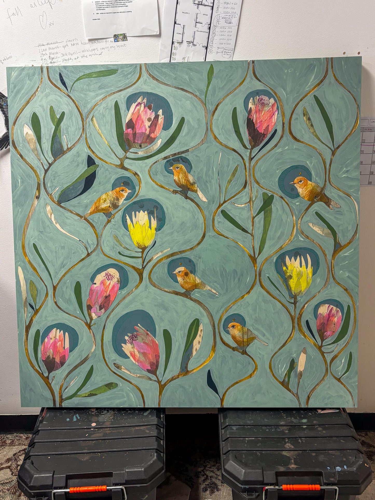 Til the Sun and the Moon and the Stars - Weebill and Protea - Painting