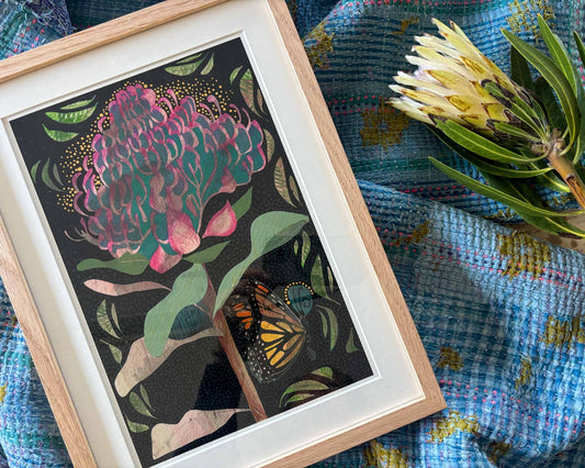 The waves of blue and the waves of love framed - mini print - pick up only