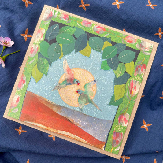 you have been written for me, rainbow lorikeet and protea - card