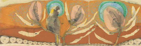 yellow-tailed black cockatoo and banksia | print