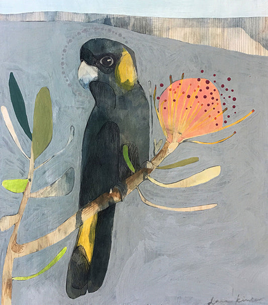 black cockatoo and protea (3) | print